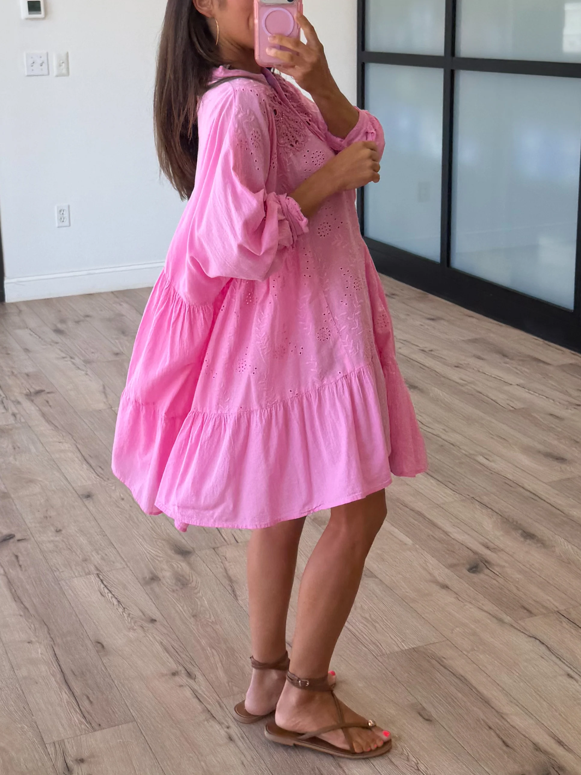 Saltwater Eyelet Cover-Up Dress | Bubblegum - Image 2