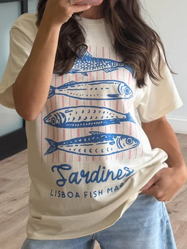 "Sardines" Oversized Graphic Tee - Image 3