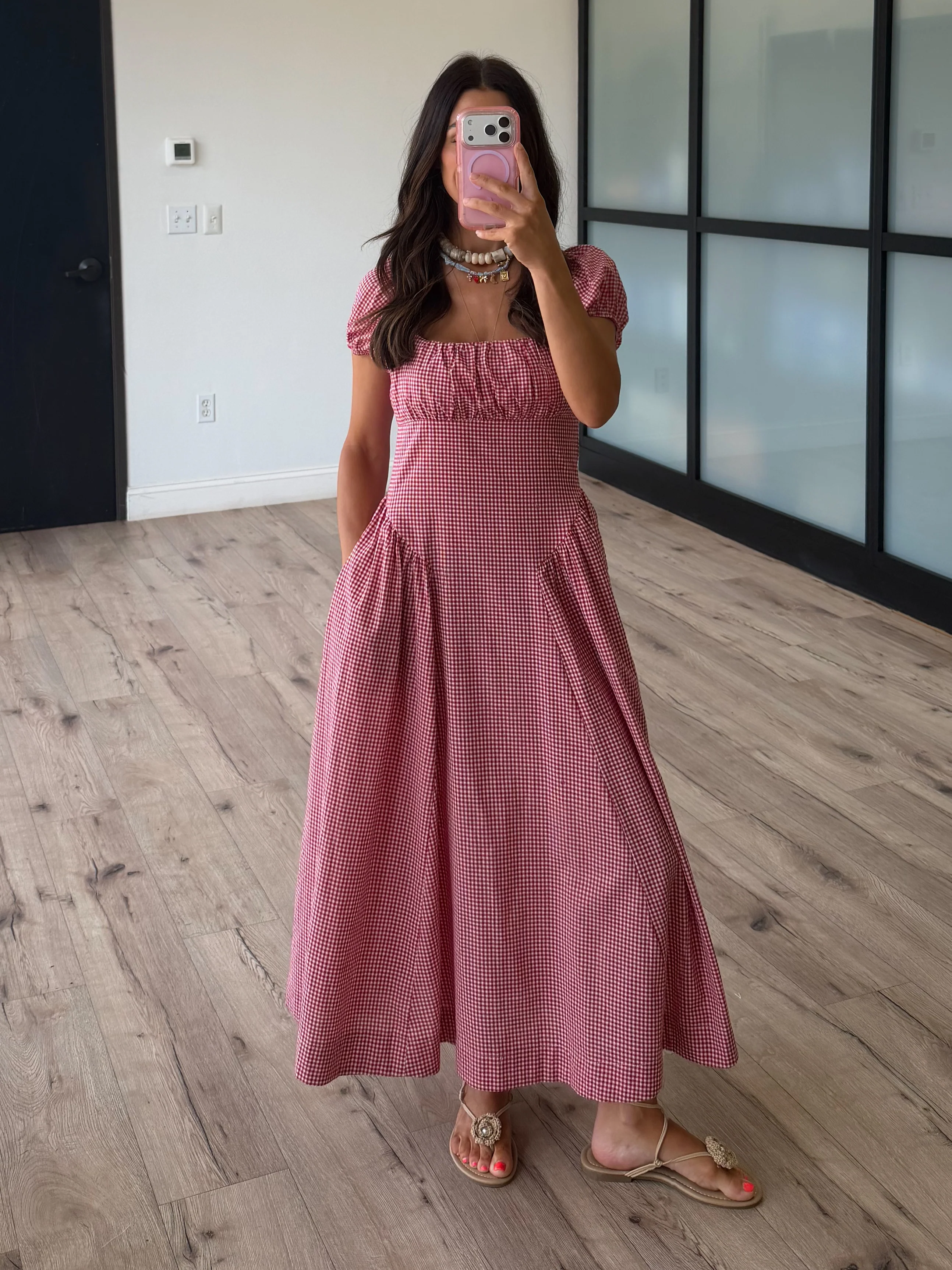 Southern Skies Gingham Dress | Cherry - Image 3