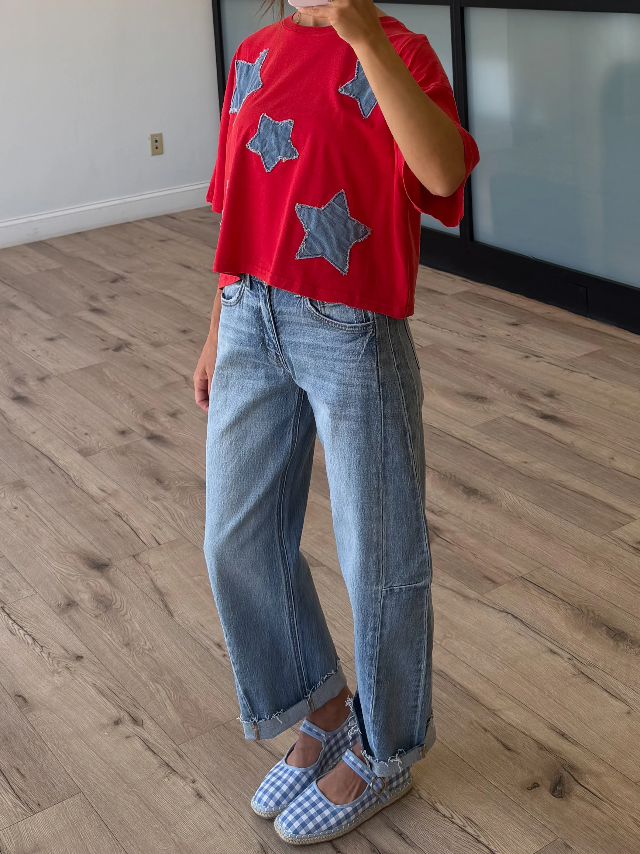 Starburst Patch Tee | Cherry - Image 4