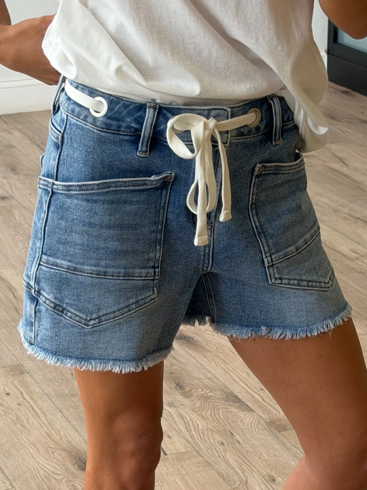Stassi Drawstring Fray Hem Shorts | +Plus Available - Image 2