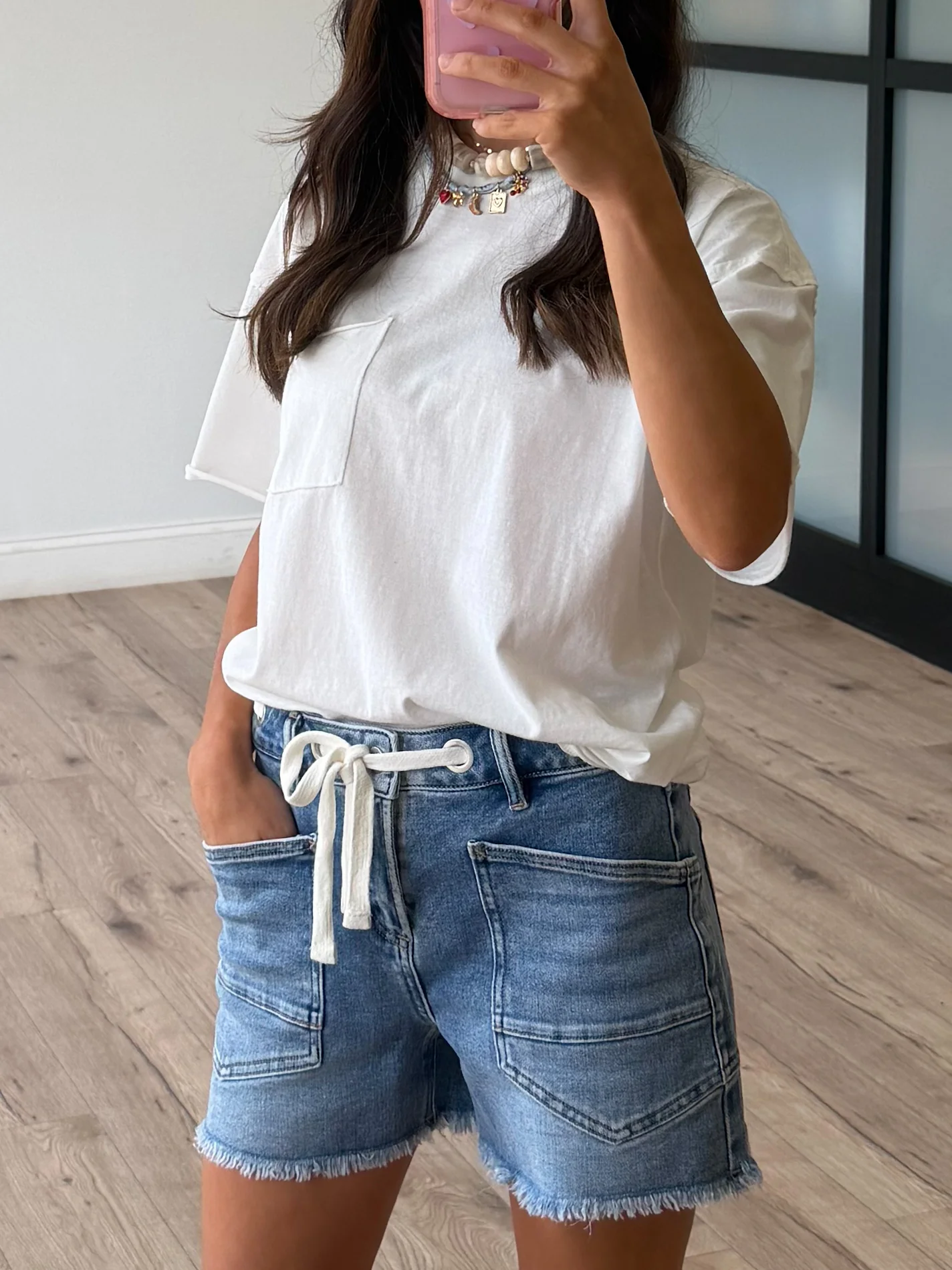 Stassi Drawstring Fray Hem Shorts | +Plus Available - Image 5