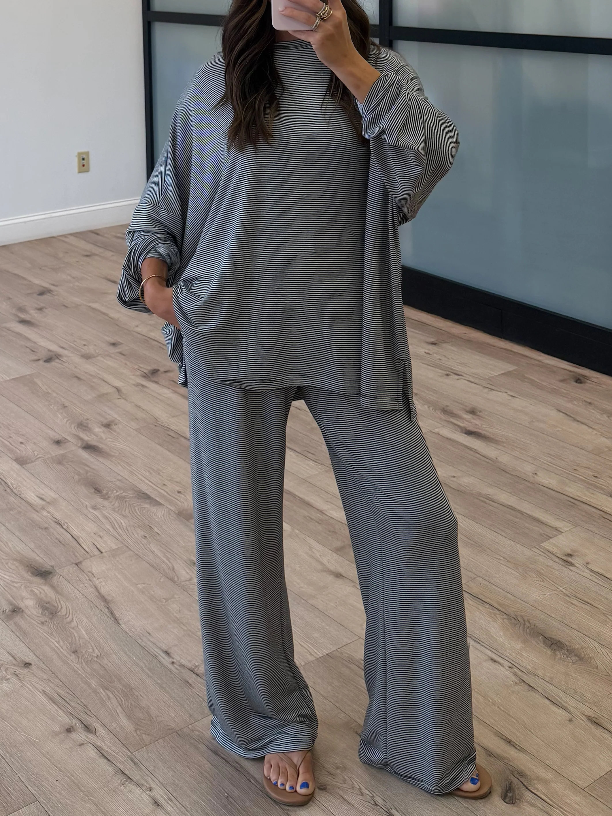 Sunday Soft Stripe Set | Black | +Plus Available