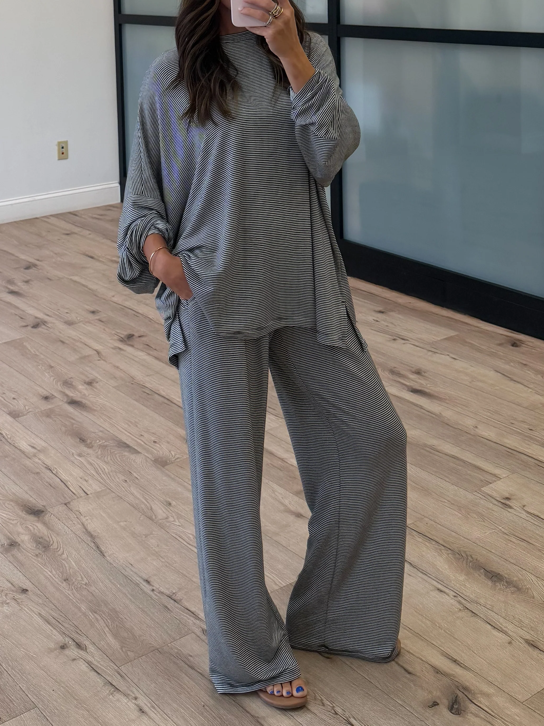 Sunday Soft Stripe Set | Black | +Plus Available - Image 3