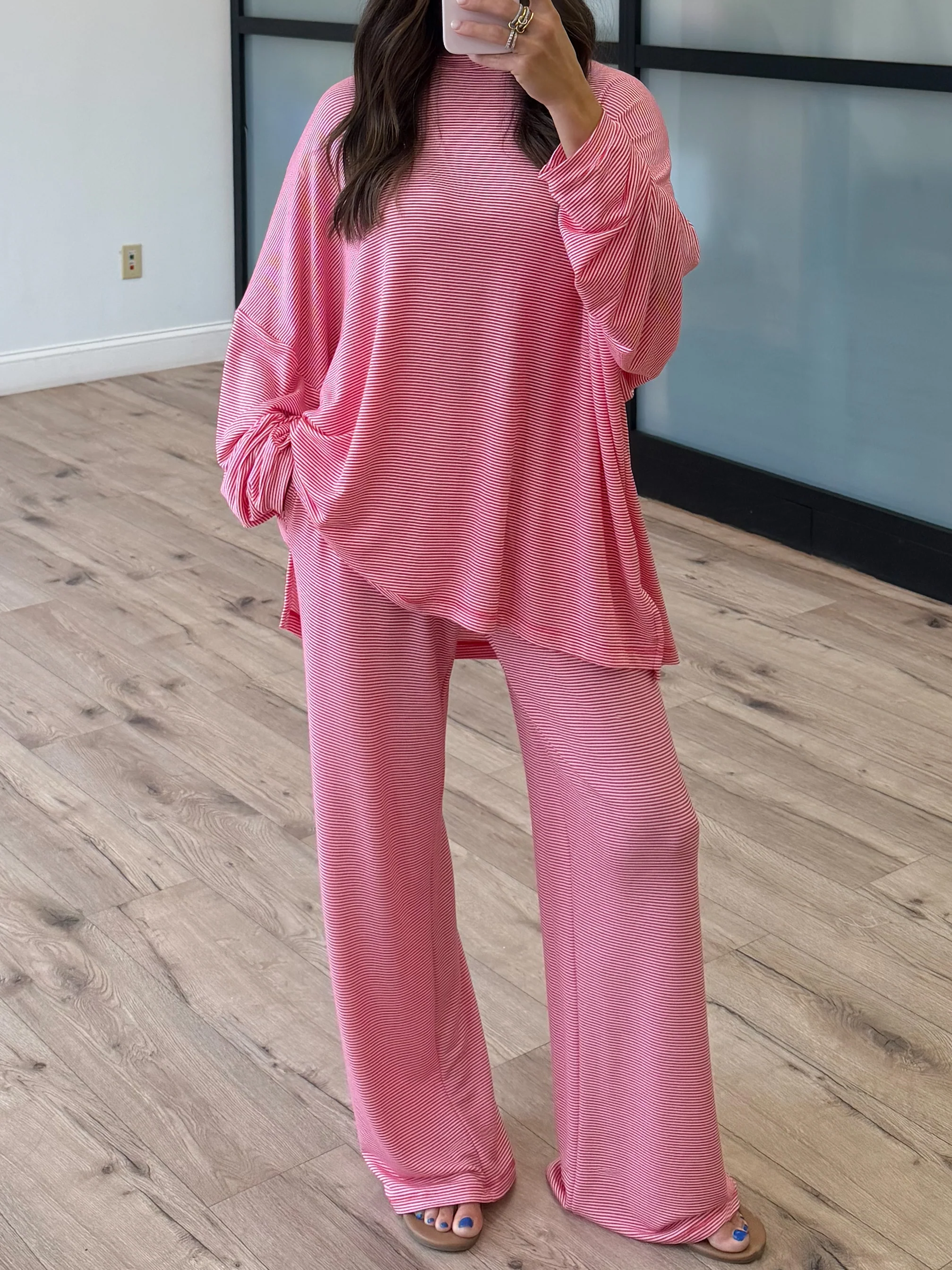 Sunday Soft Stripe Set | Cherry | +Plus Available