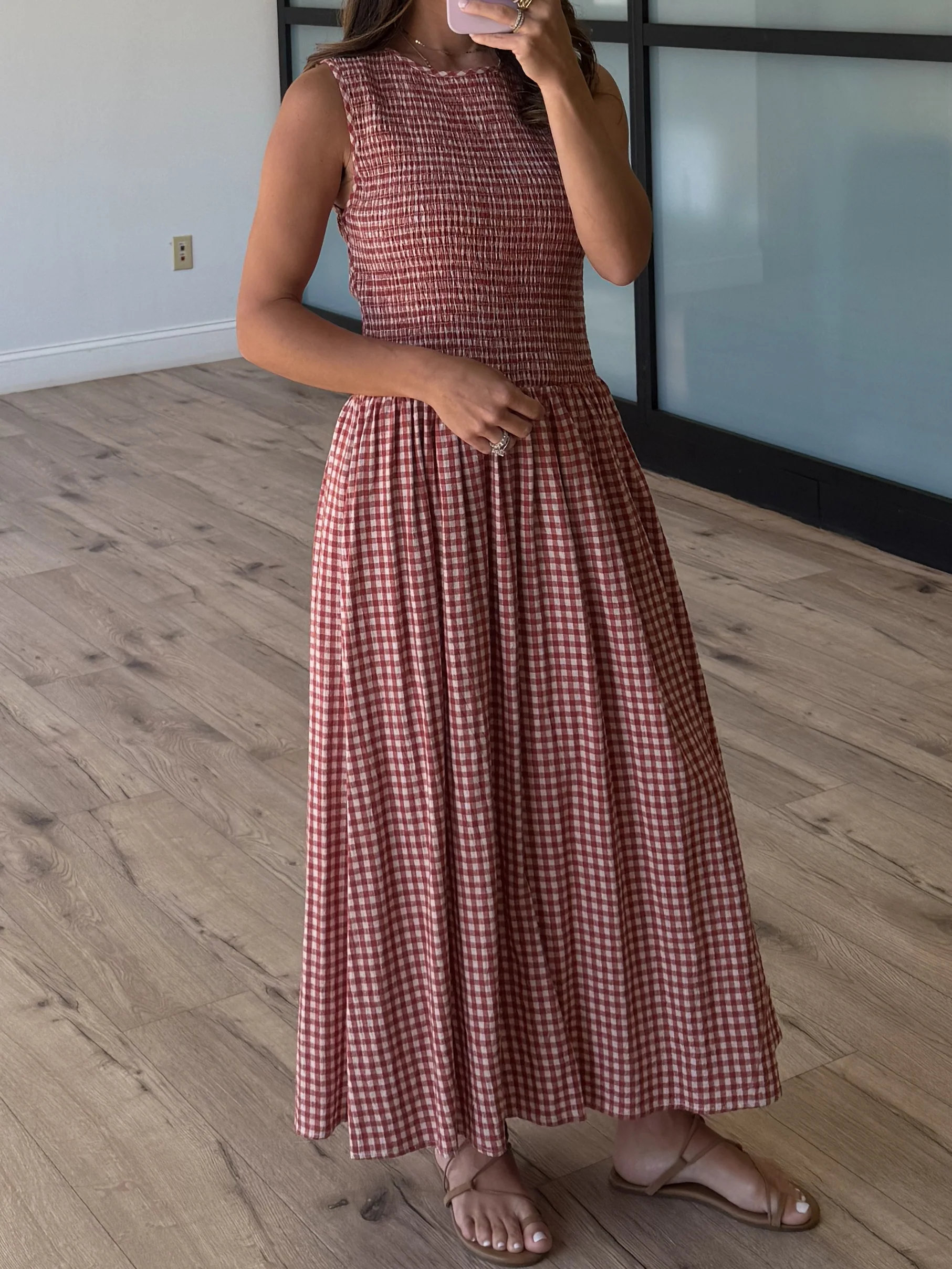 Sweet Tea Gingham Smocked Midi Dress - Image 2