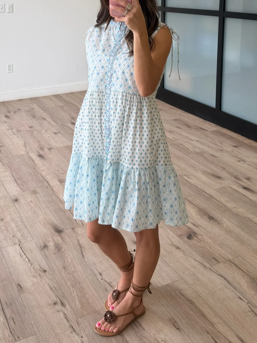 Tiegan Block Print Tiered Dress - Image 2