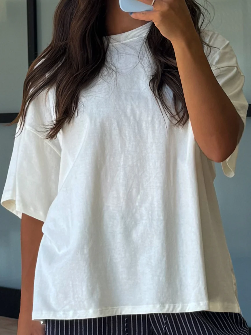 Westport Oversized Tee | Cream - Image 10