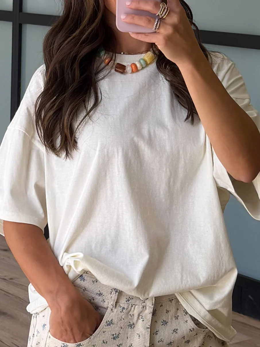 Westport Oversized Tee | Cream - Image 11