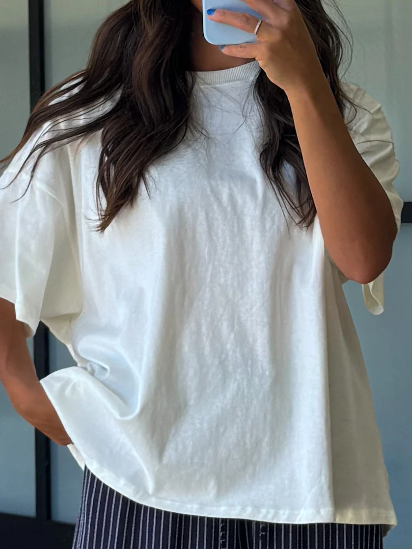 Westport Oversized Tee | Cream - Image 4