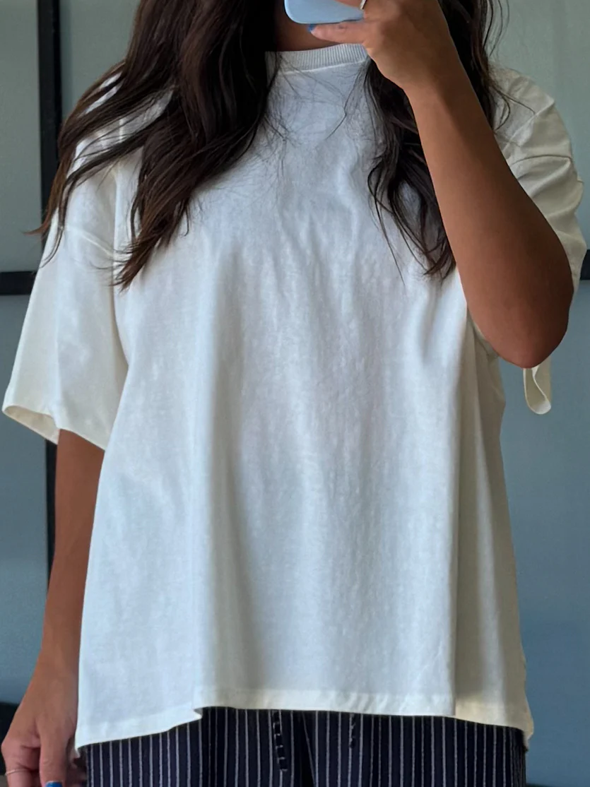 Westport Oversized Tee | Cream - Image 5