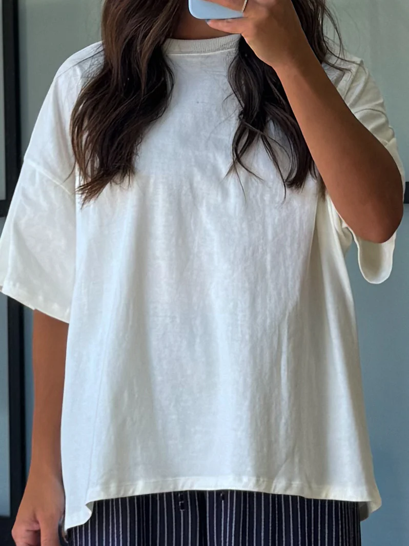 Westport Oversized Tee | Cream - Image 9