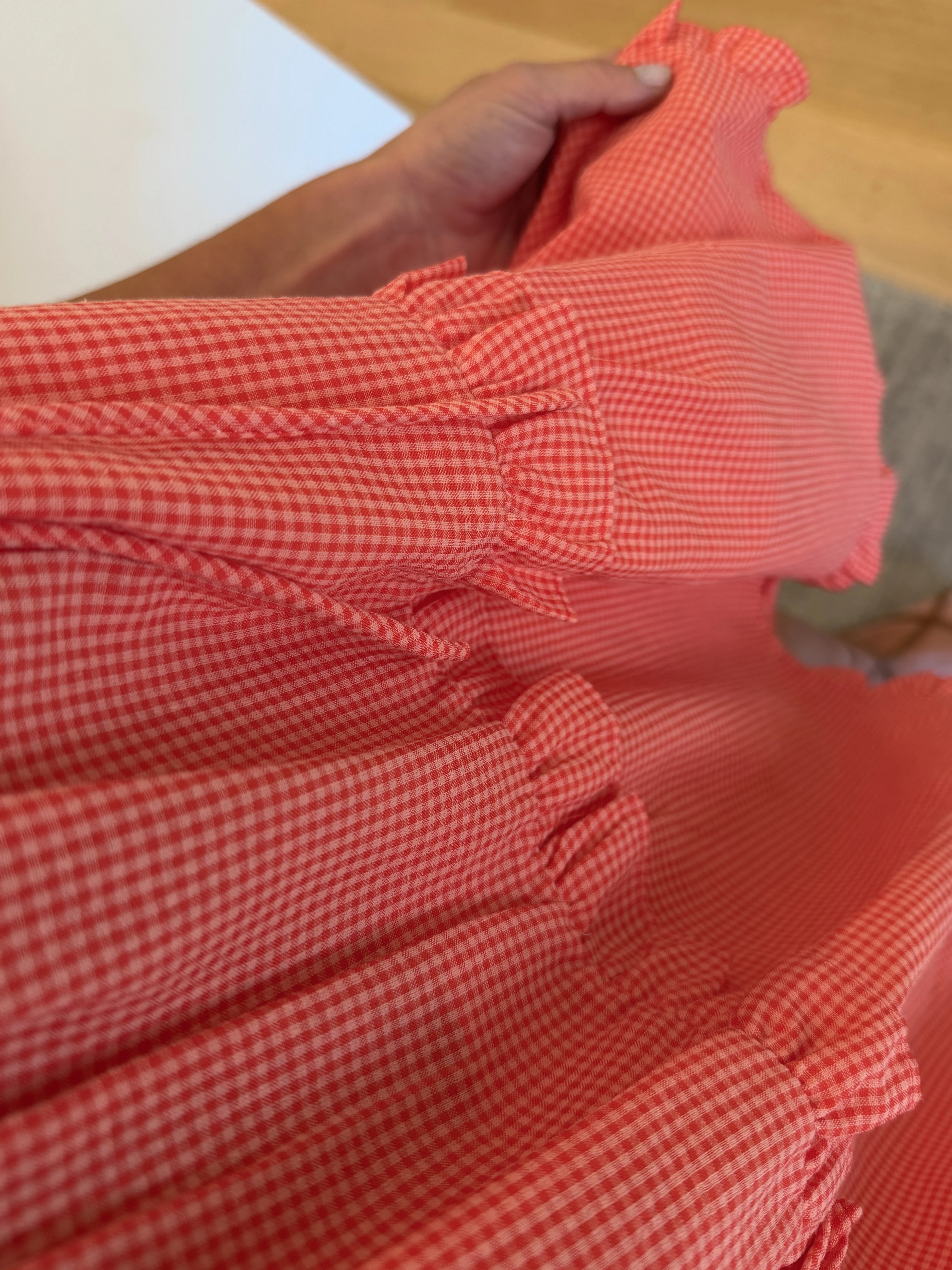 Yara Gingham Ruffle Trim Shorts | Peach - Image 5